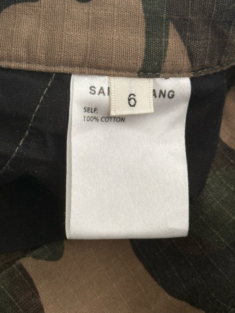 Sandy Liang Sorano Bow Embroidered Wide Leg Cargo Pants in Camo - Picture 6 of 6